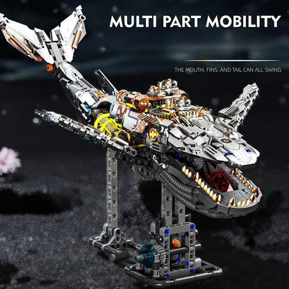 DIY Building block semi-mechanical Whale Assembly Science Teaching Children's Building Block Toy Model (1388 particles)