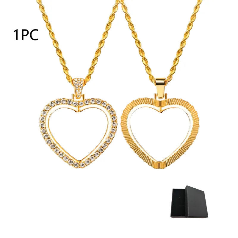 Double-Sided Customised Photo Necklace - Comes With a Personalised Hip-Hop Chain Pendant Customisable Photo Necklace