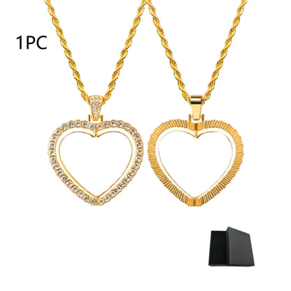 Double-Sided Customised Photo Necklace - Comes With a Personalised Hip-Hop Chain Pendant Customisable Photo Necklace