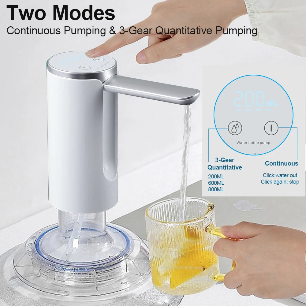 Electric Water Gallon Pump Automatic Water Pump 19 Liters Foldable Desktop Water Bottle Pump USB Rechargeable Water Dispenser