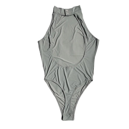 Fashion High Cut Thong Bodysuit Tops Women's Ice Silk Shiny Sheer See Through Tights Backless Elastic Sexy Shaper Wear Leotard