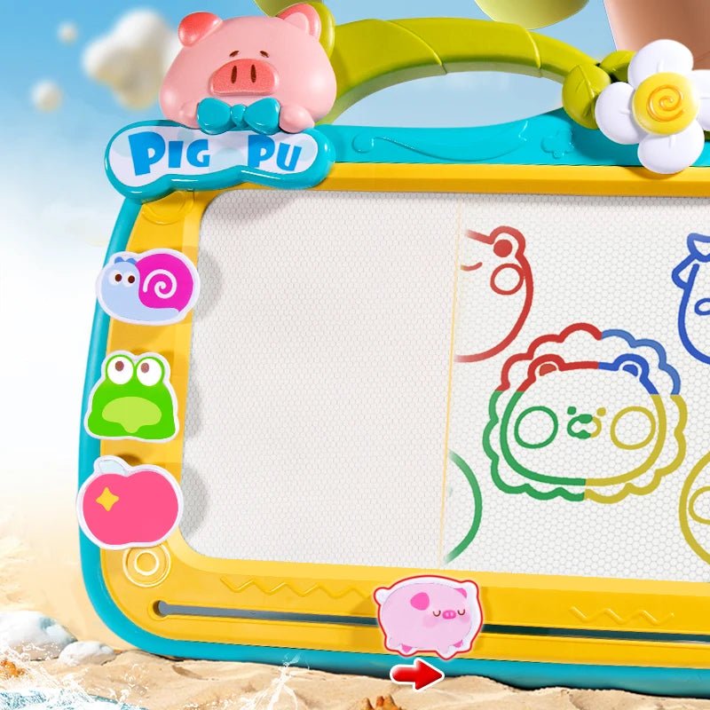 Children Magnetic Drawing Board Kid 4 Color Drawing Pen Seal Painting Tablet Early Education Development Toy For 3 Girl Years