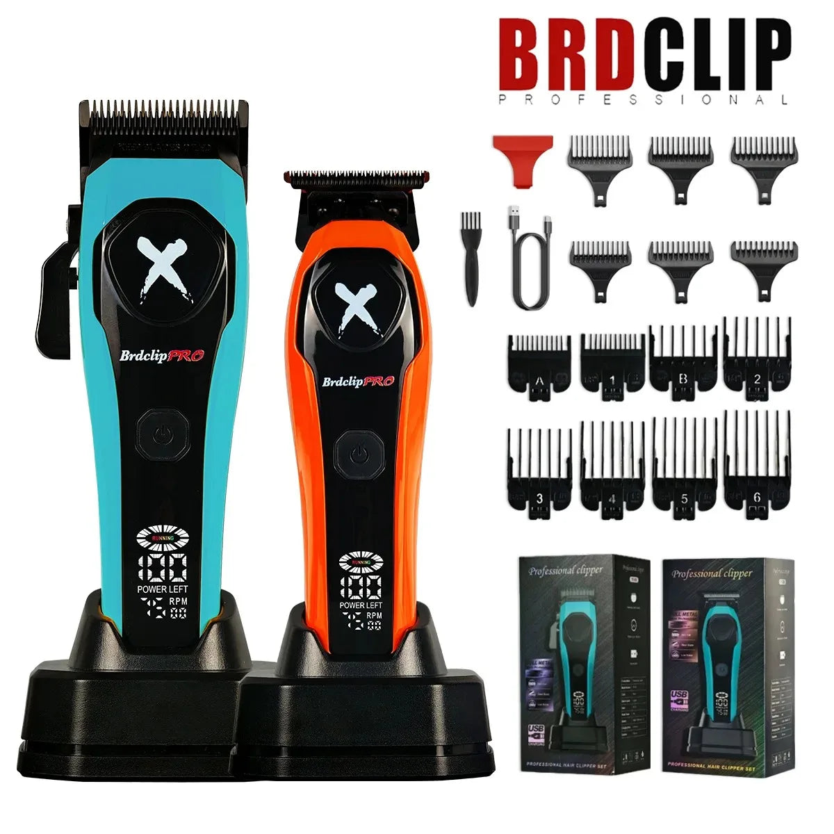 BRDCLIP 619 339 Hair Clippers Cordless Clippers Barber Electric DLC T-Blade Trimmer Portable Detail Trimmer LED Trimmer for Men
