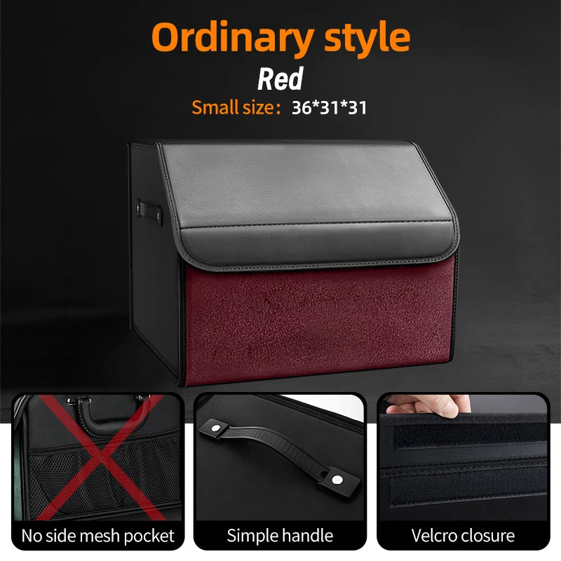Car Suede Trunk Organizer Large Capacity Leather Foldable Storage Box Portable Multifunctional Tool Organizer Car Accessories