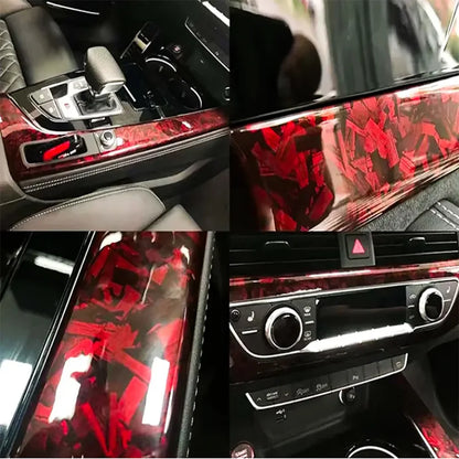Glossy Red Forged Carbon Fiber Vinyl Wrap Film Self Adhesive Waterproof Decal Sticker For Car Motorcycle Scooter Auto Accessorie