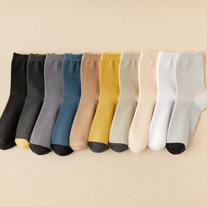 10 pairs of 100% cotton socks, men's four season striped midsole, sweat absorbing, breathable sports cotton socks