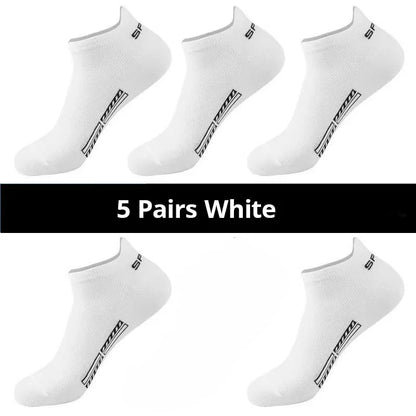 5 Pairs Of Mens Summer Thin Mesh Breathable Mens Polyester Sports Socks Sweat Absorbing Short Socks