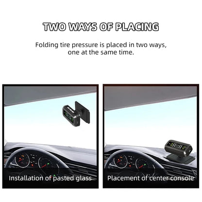 K44 Tire Pressure Monitoring System Temperature Warning 4 Sensors Adhesive Windshield Solar TPMS Car Tyre Pressure Monitor