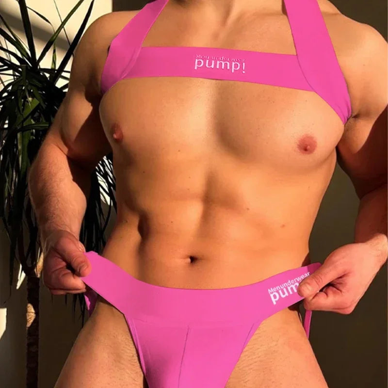 Chest Straps Men's Sexy Elastic Breast Belt Chest Bondage Muscle High Stretch Shoulder Straps Sports Fitness Club Party Costume