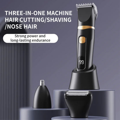 Men's three in one multifunctional hair clipper, eyebrow trimmer, private area beard and nose hair trimmer, Type-C USB charging,