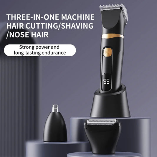 Men's three in one multifunctional hair clipper, eyebrow trimmer, private area beard and nose hair trimmer, Type-C USB charging,