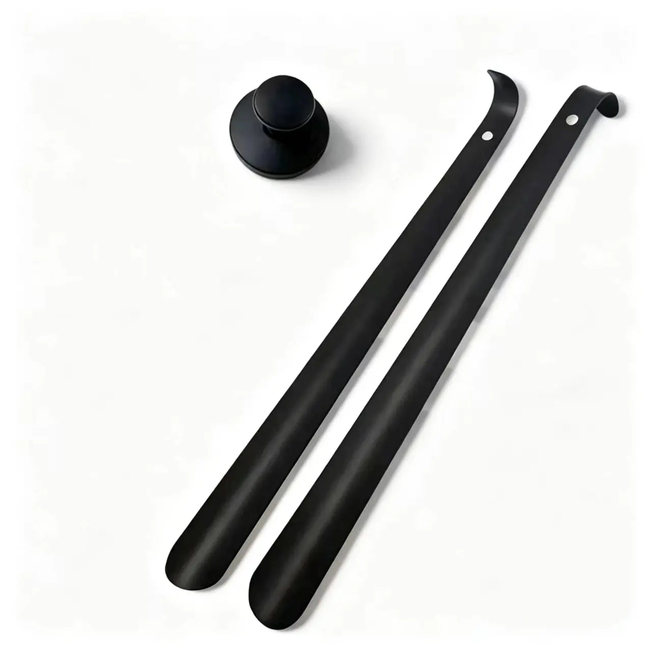Premium Stainless Steel Shoe Horn with Stainless Steel Suction Holder Set, Punch-Free, Long Handle, Ideal for Seniors & Pregnant