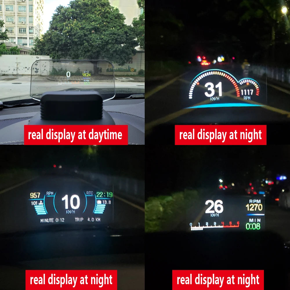Car Navigation Projection HUD OBD2+GPS Head-Up Display Car Projector Speedometer /Water Temperature /Voltage/RPM Alarm