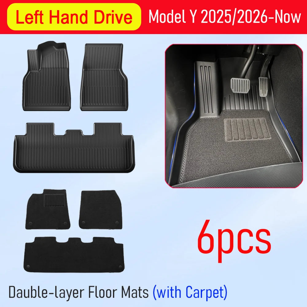 USVOTOV For Tesla Model Y Juniper 2025 2026 Floor Mats TPE Front Rear Cargo Liner Backrest Pads Trunk Mats for Tesla Accessories