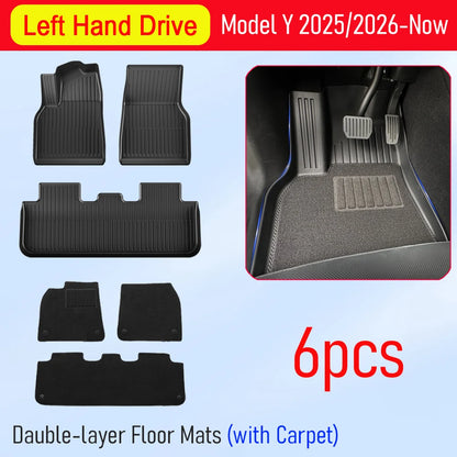 Car Floor Mats for Tesla Model Y Juniper 2025 2026 Front Rear Trunk Mat Non-Slip Cargo Liner Backrest Pads Left Right Hand Drive