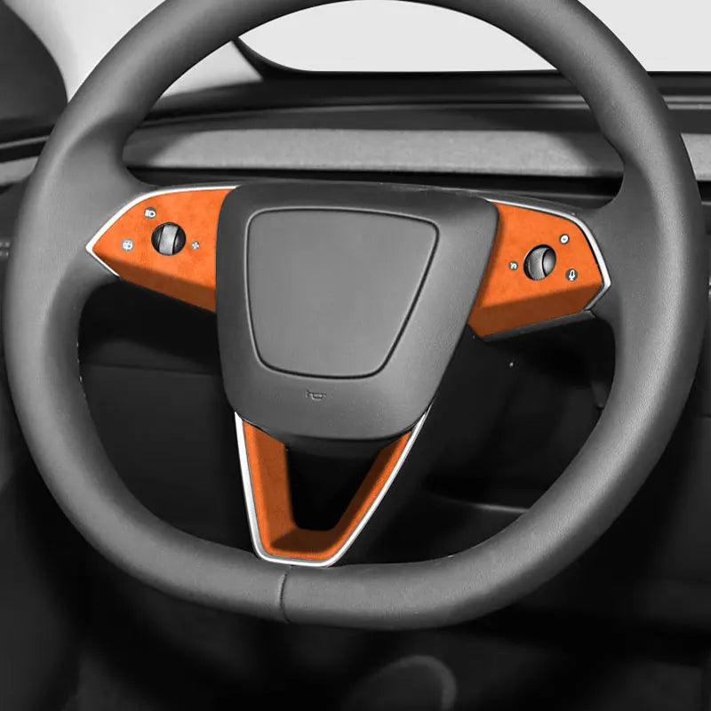 Made of Alcantara For Tesla Model 3 (2024-)/Model Y (2025-) Steering Wheel Trim Frame Sticker Car Interior Tuning Accessories