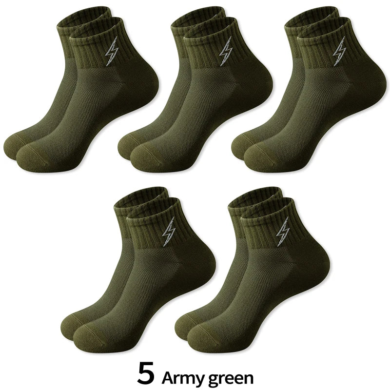 Performance Socks Men Quarter Ankle Athletic Running Hiking Cushion Breathable Ventilation Cotton Sports 5 Pairs