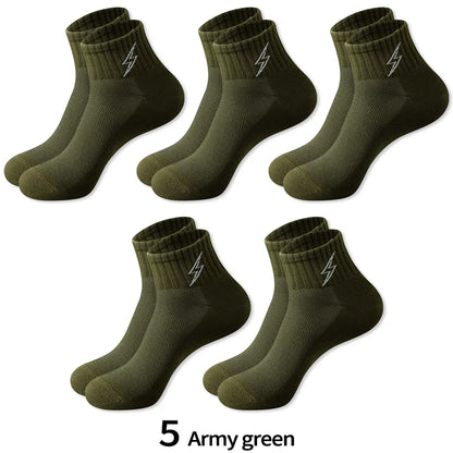 Performance Socks Men Quarter Ankle Athletic Running Hiking Cushion Breathable Ventilation Cotton Sports 5 Pairs
