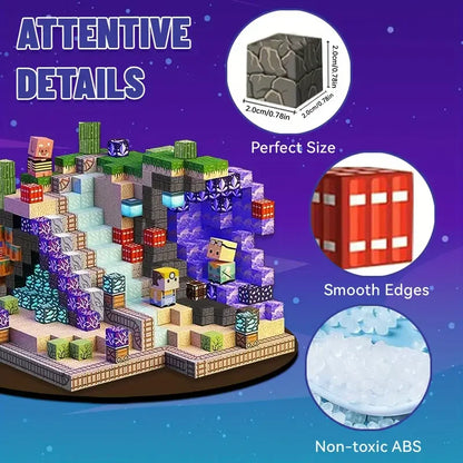 Magnetic Building Block Bricks Toy Mine Stacking World Creative DIY Model Build Set Educational STEM Kids Gifts for Boy Girls