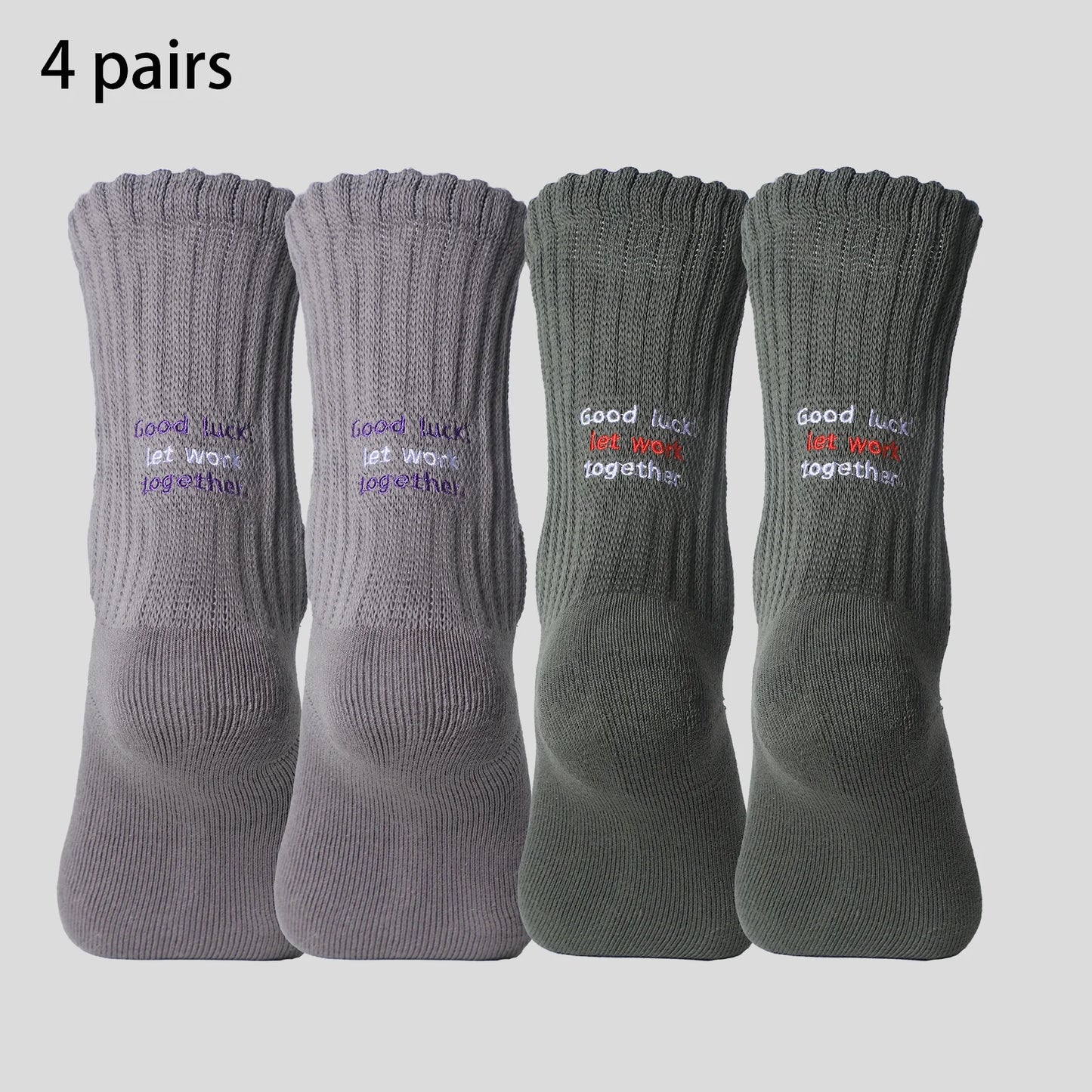 4 Pairs Men's Cotton Work Socks Cushioned Long Running Breathable Ankle Crew Socks Casual Socks for Men Cycling socks