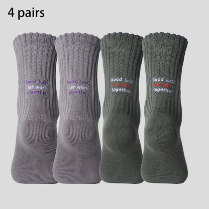 4 Pairs Men's Cotton Work Socks Cushioned Long Running Breathable Ankle Crew Socks Casual Socks for Men Cycling socks