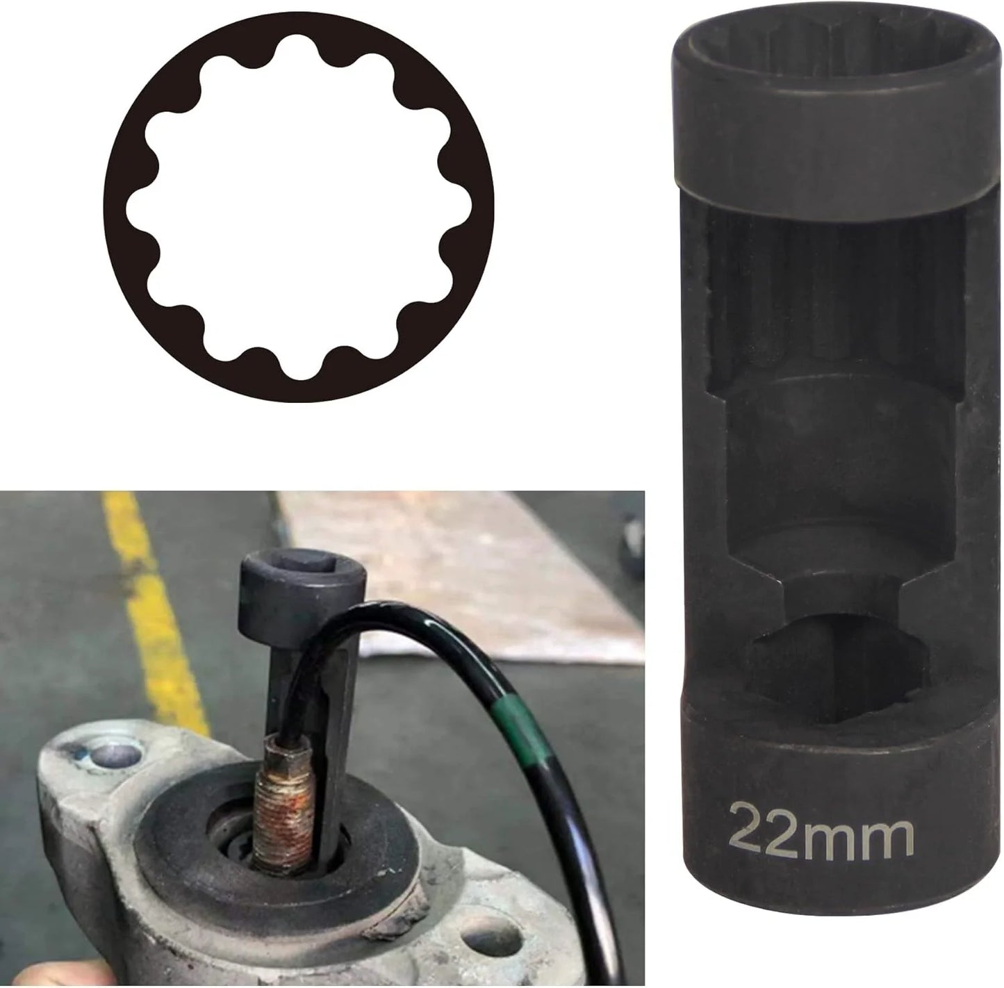 Automotive 1/2 Inch Drive 12 Point Suspension Strut Socket Tool 16-24mm Shock Absorber Nut Remover for Car Auto Repair Hand Tool