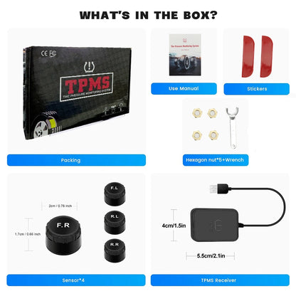 KEBIDUMEI Car Tire Pressure Monitor System USB Android TPMS For Navigation Player Temperature Warning Sensors Car Accessories