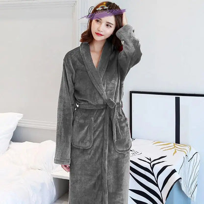 Thiened Long Pajamas Couples Flannel Spwear Coral Fce Home Clothes Men Women Robe Autumn Winter Nightgown Casual Sle