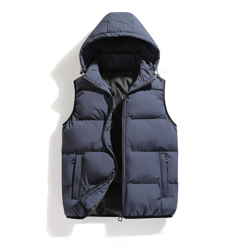 Mens Vest Jacket Warm Sleeveless Jackets Winter Waterproof Zipper Coat Autumn Stand-up Collar Casual Waistcoat Brand Clothing