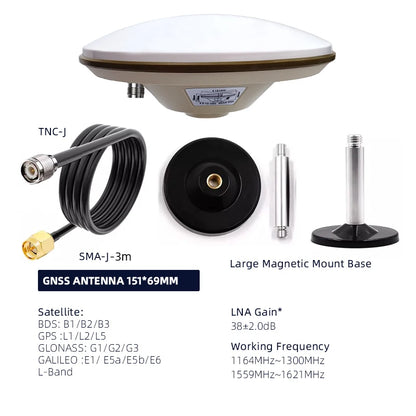 HONGXIN Full-Band RTK GNSS Antenna, High-Precision Multi-Constellation GPS for Surveying & Mapping, SMA/TNC Connector