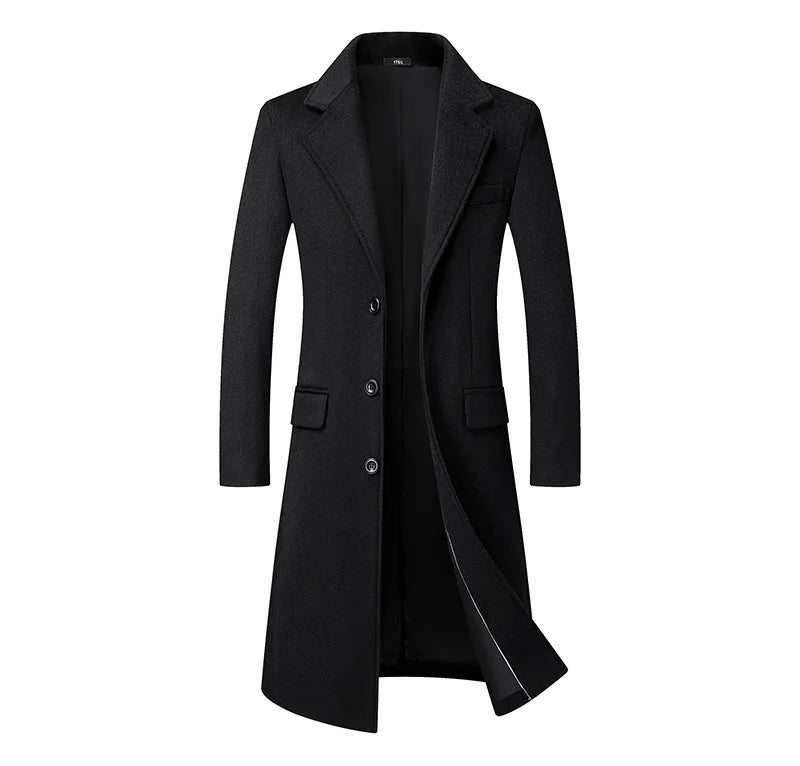 Quality Thickened Long Woolen Blends Coat Men's Autumn Winter New Style Casual Business Windbreaker Jacket Fashion Trench Coats