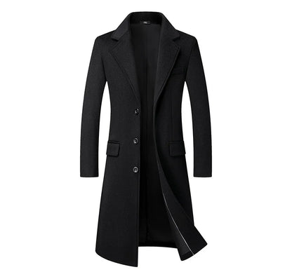 Quality Thickened Long Woolen Blends Coat Men's Autumn Winter New Style Casual Business Windbreaker Jacket Fashion Trench Coats