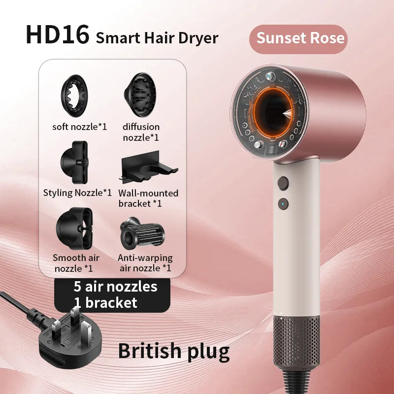Hair Dryer with Negative Ions for Hair Care, Silent, Fast Drying, Temperature Control, High-Speed, Huaqiangbei Strong Wind Hd16 Hair Dryer