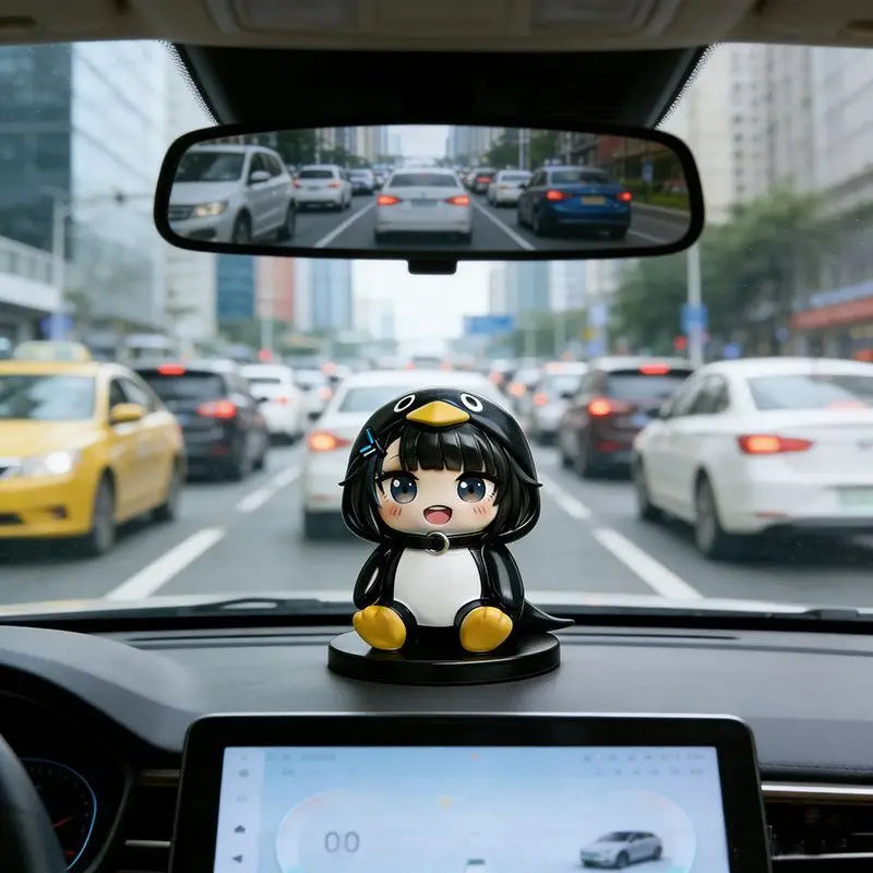Guguga Little Penguin PVC Figure Cute Car Dashboard Decor Anime Collection Birthday Gift Kawaii Office Desk Toy Home Decor