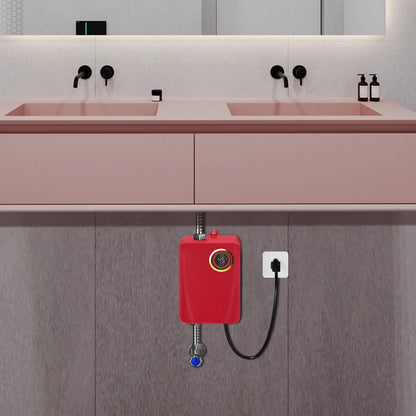 110V 3000W Stainless Steel Mini Water Heater XY-FA Red US Plug Instant Hot Water for Kitchen Bathroom