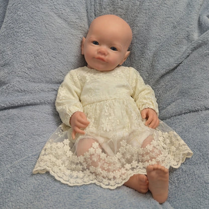 18 Inch Full Silicone Reborn Baby Doll Open Eyes Bald 3D Veins Realistic Newborn Collectible Art Doll Xmas Birthday Gift
