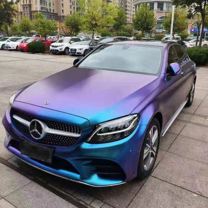 Car Diamond Chameleon Matte Purple Blue Car Vinyl Wrap Film Adhesive Color Change Motorcycle Sticker Accessories