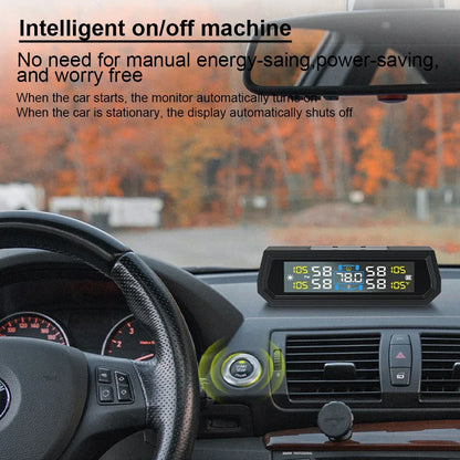With 4 External Sensors Solar TPMS Car Tire Pressure Alarm Digital Colorful Display Waterproof Tire Pressure Temperature Warning