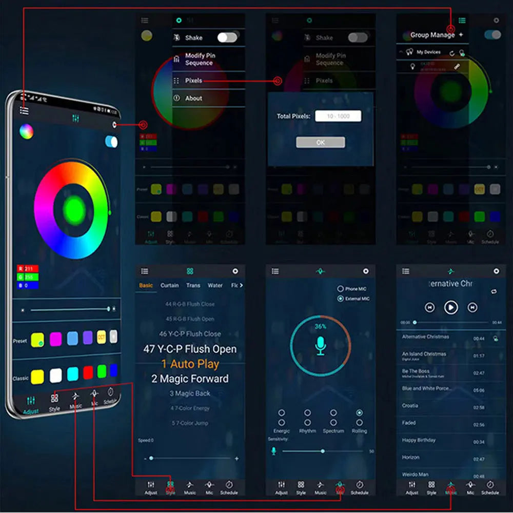 Symphonic  APP Control 256 Colours LED Skylight Ambient Light Atmosphere Sunroof Light Car Roof Panoramic car roof ambient light