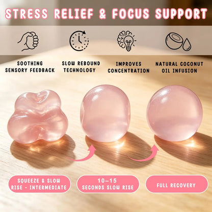 Artisan Coconut Oil Soft Gel Stress Ball Slow Rebound Squishy Toy with Jelly Texture Perfect Decompression Fidget for Adults