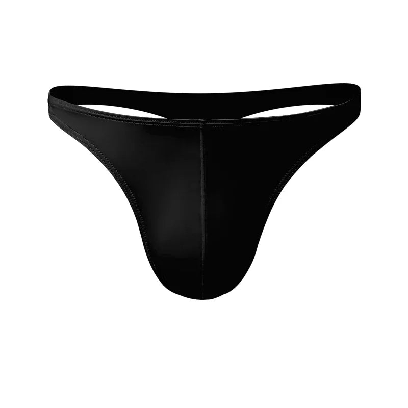 5PCS Men's low waist solid color U convex stretch tight T underwear ice silk slip hip Thong breathable T pants