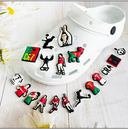 Football Star 1-18pcs/set of Cristiano Ronaldo Xmas Cartoon Shoes Charming Decorative Accessories Children's Favorite Gifts