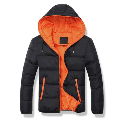 2024 Men's Casual Jacket Cotton Parka Coat Autumn Winter Thin Hooded Cotton Padded Jacket Windproof Outdoor Travel Outwear
