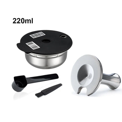 Stainless Steel Reusable Tassimo Coffee Pod Refillable Coffee Capsule for Bosch Tassimo Maker 60 180 200 220ML Silicone Lid