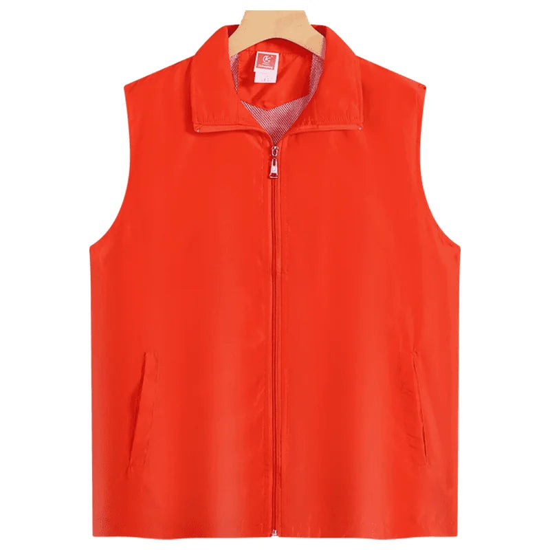 Fashion Vest Custom Logo Solid Color Sleeveless Vest Embroidery Company Team Brand Design Thin Charity Vest Print Pattern Text