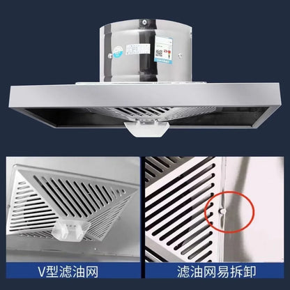 220V Powerful 201 Stainless Steel Kitchen Range Hood Exhaust Fan Strong Suction Ceiling Mounted CAD