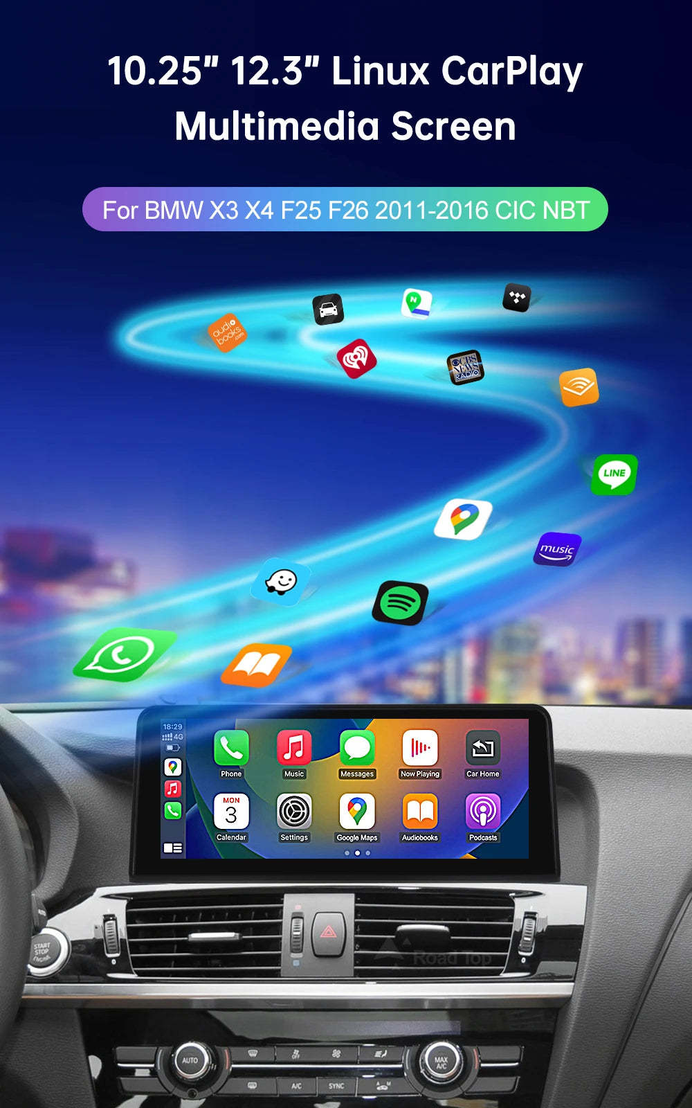 1920*720 Multimedia Touch Screen For BMW X3 F25 X4 F26 2011-2016 Wireless Carplay Display Android Auto Car Radio Player