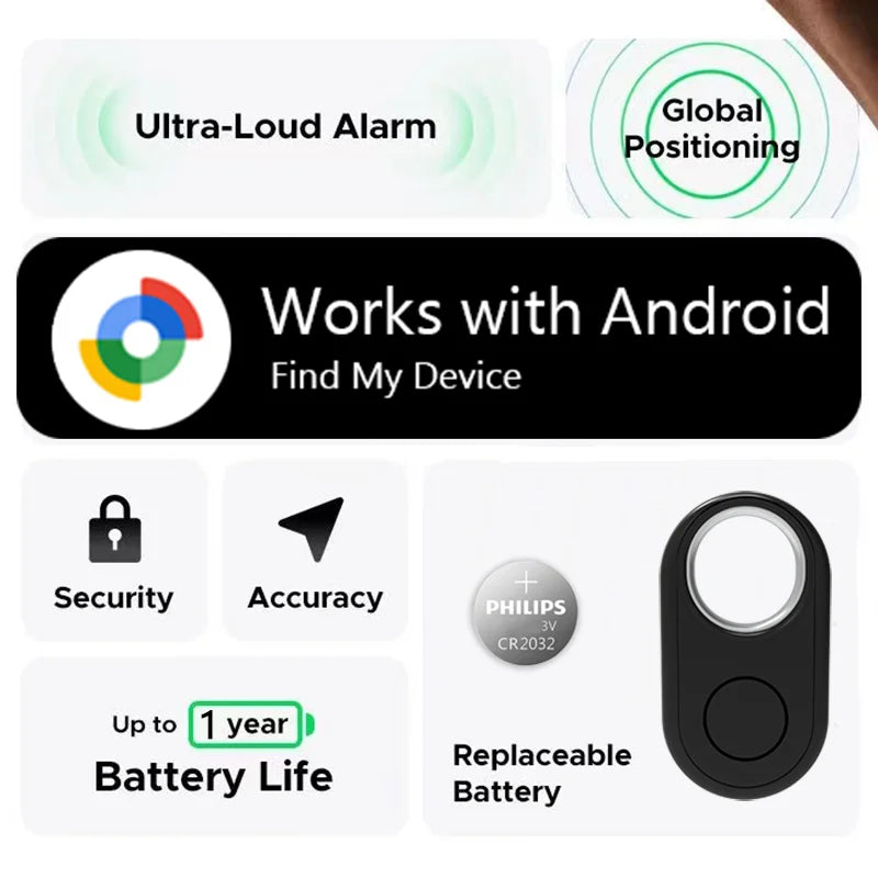 GPS Tracker Google Find My Device Bluetooth Locator Finder Global Positioning Anti-lost Smart Tag for Samsung Phones Android