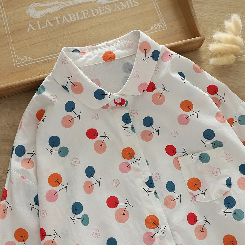 Vacation Style Colorful Printed Shirt Women 2024 New Fresh Loose Women's Casual Shirt & Blouses Lady Long Sleeve Tops Clothes
