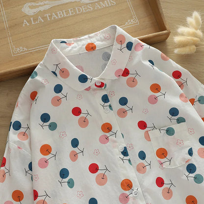 Vacation Style Colorful Printed Shirt Women 2024 New Fresh Loose Women's Casual Shirt & Blouses Lady Long Sleeve Tops Clothes